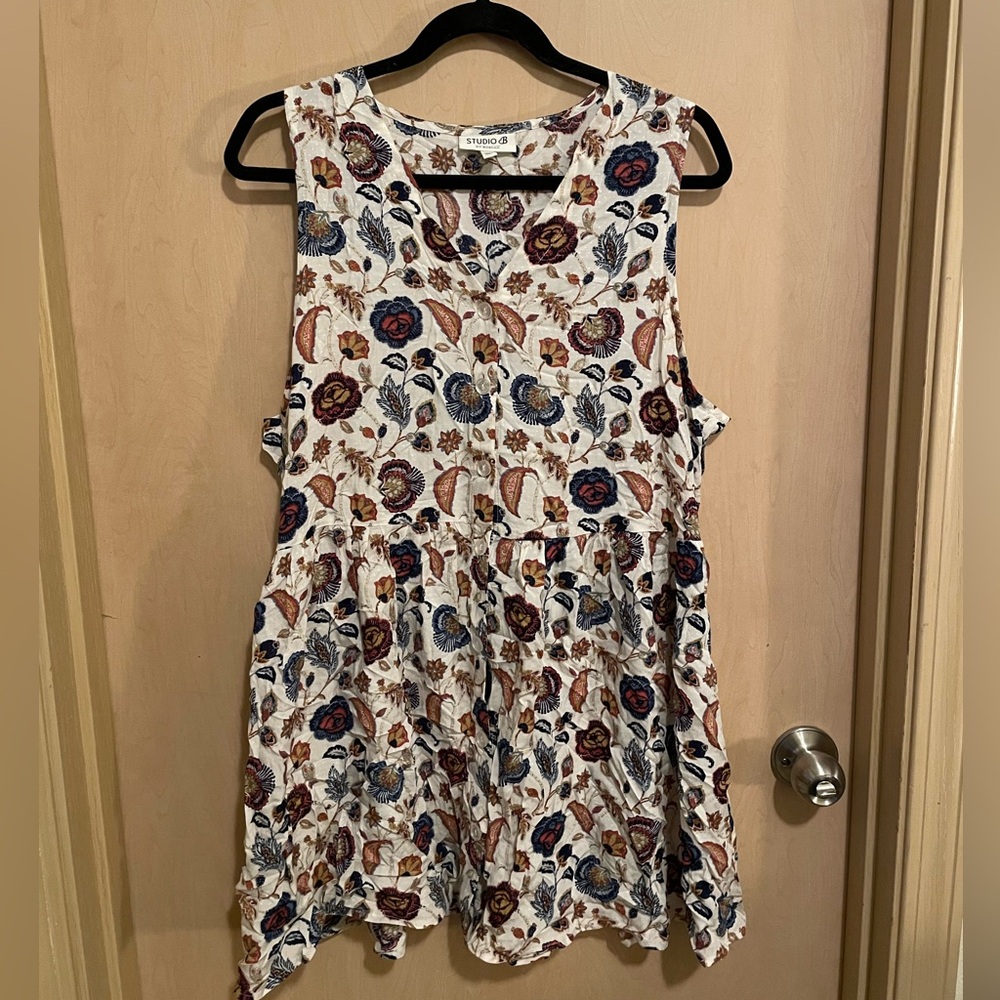 Studio B Women’s Full Button Down Paisley Floral Mini Dress